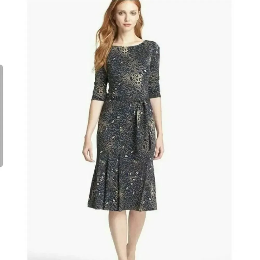 Tory Burch Denise Navy Leopard Dress
